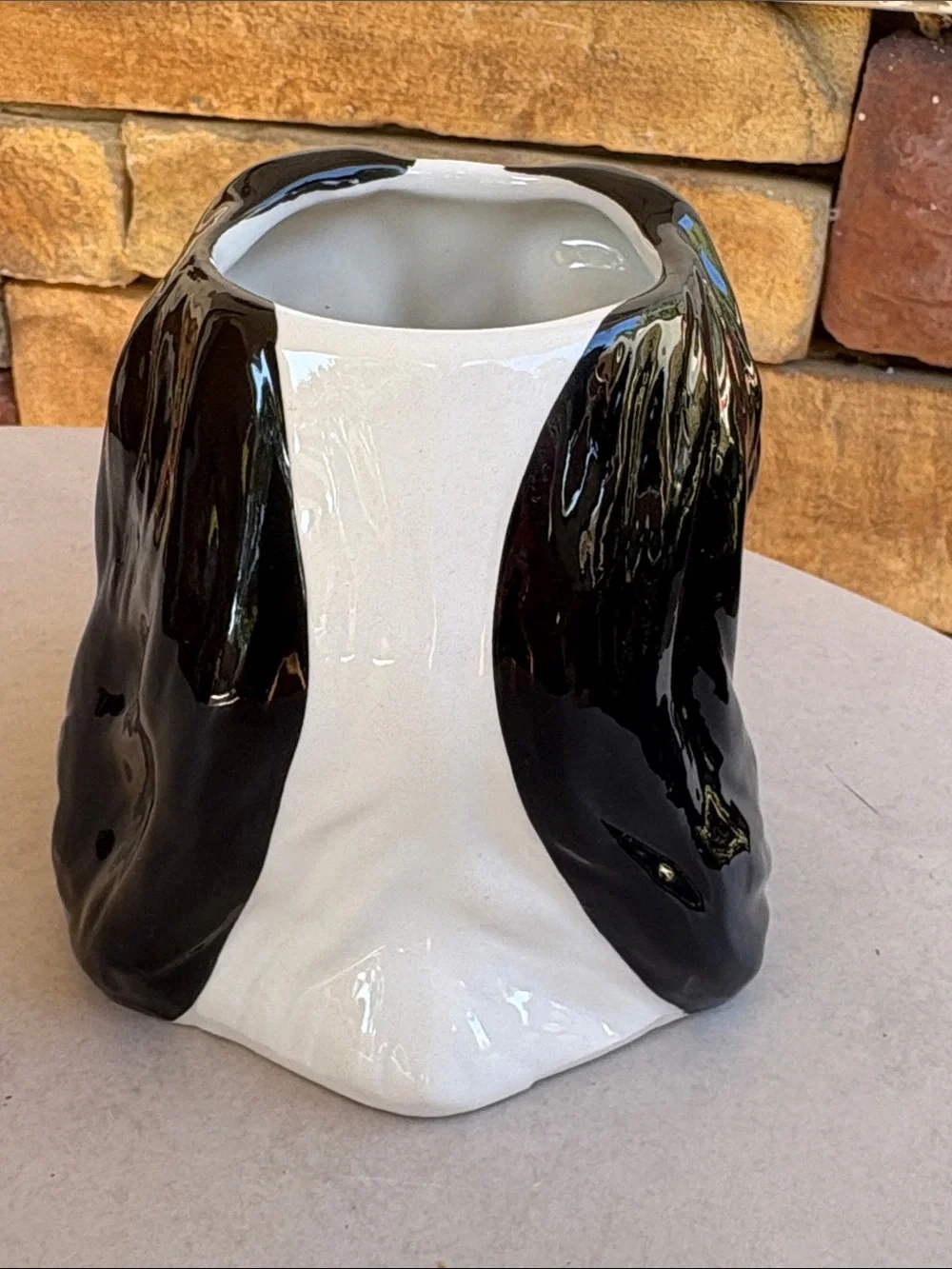 Ceramic Black & White Dog Head Planter - Pets Dog